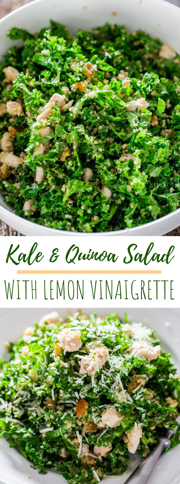 KALE AND QUINOA SALAD WITH LEMON VINAIGRETTE #vegetarian #salads #veggies #vegetables #heatlhy