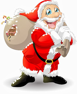 Funny Santa with gifts