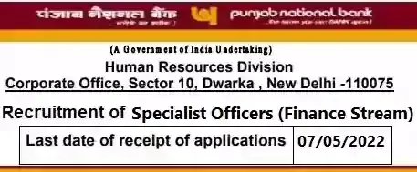 PNB Finance Specialist Officer Vacancy Recruitment 2022