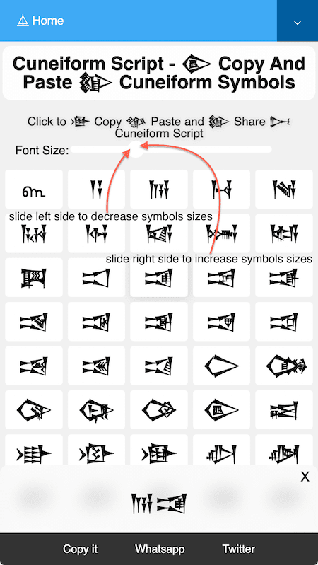 How to Increase and Decrease 𒋁 Cuneiform Symbols Sizes?