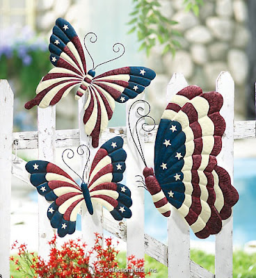 American Patriotic Butterfly Outdoor Fence Decor