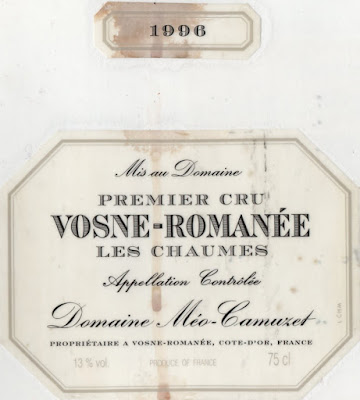 「Vosne Romanee（Les Chaumes）」1996'  Domaine Meo-Camuzet  Premieres Crus（1級畑)