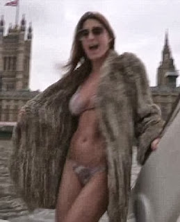 Lisa Snowdon animal bikini London river