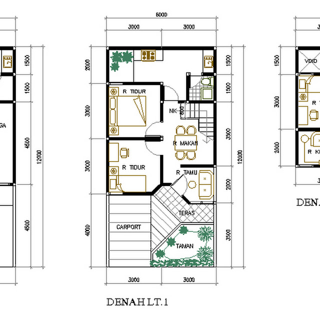 Model denah rumah tipe 36 Modern