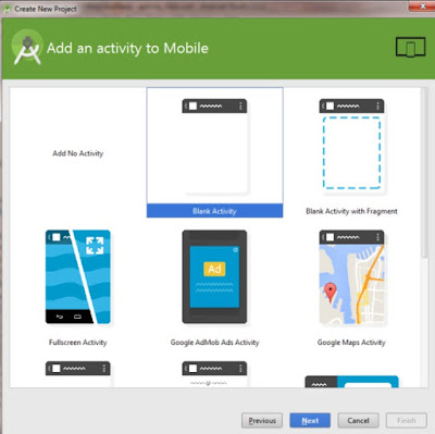 Blank Activity in android studio new project