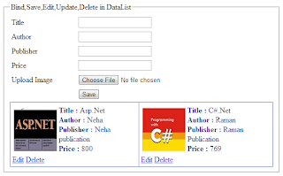 Bind, save, edit, update, delete example in DataList in asp.net