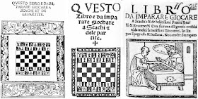 Las tres primeras ediciones, fechadas en Roma, del tratado de Damiano: 1512, 21/8/1518 y 21/11/1524