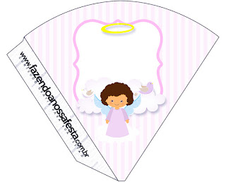 Brunette Angel Girl, Free Printable Cones.