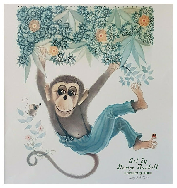 Love this vintage monkey print by 1960s illustrator, George Buckett.