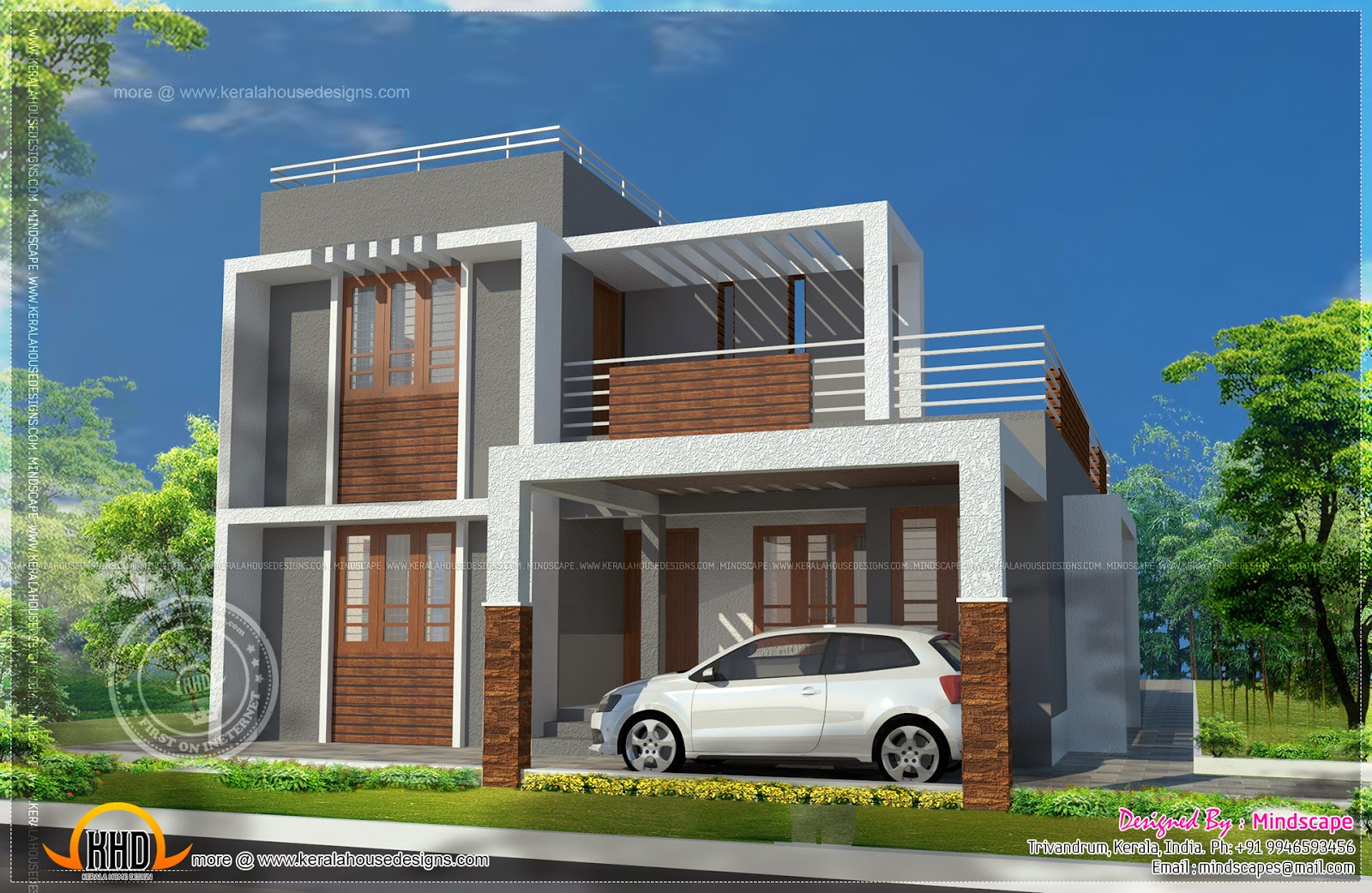 Small double storied contemporary  house  plan  Indian  