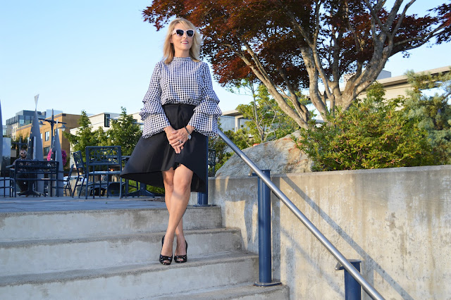 fall favorites: A line skirt and bell sleeve top