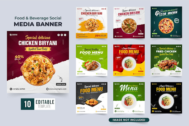 Food and beverage template bundle vector free download