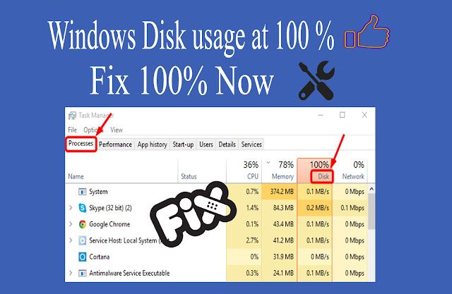 Windows disk usage at 100% Fix [Windows 10, 8.1, 7] | Easy Way