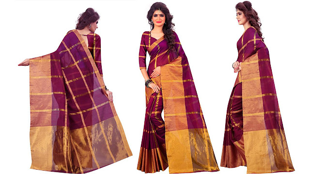 The Fashion Outlets Woven Bollywood Cotton Silk Saree  (Magenta)