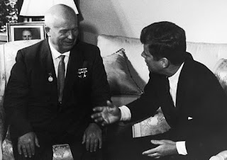 Soviet pioneer Nikita Khrushchev with U.S. President John F. Kennedy