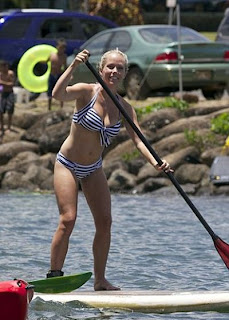 Kendra Wilkinson paddle boarding Bikini Hawaii