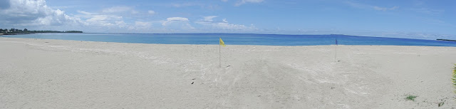 panoramic view of the white sandy beach and the sea at UEP White Beach Resort in University of Eastern Philippines (UEP) in Catarman Northern Samar