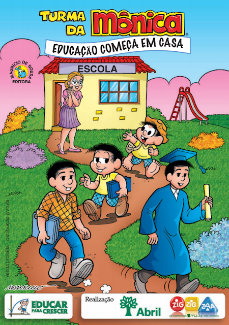 Capa da revista Turma da Mônica ' Educação começa em casa"