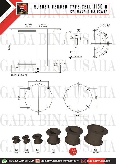 ukuran rubber fender cell