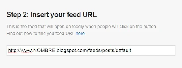 Aquí tendrás que teclear la dirección del feed de tu blog