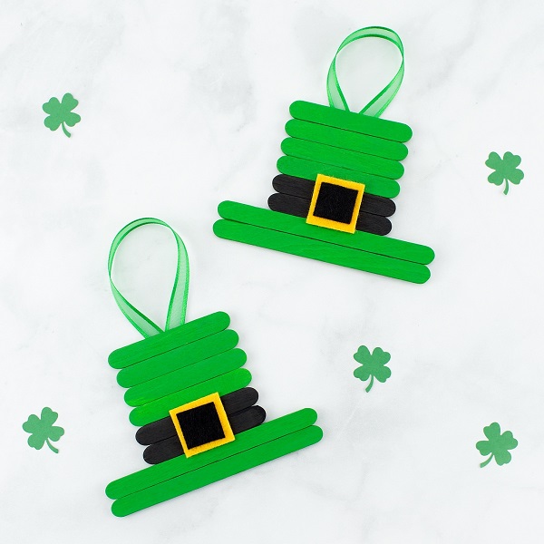 easy popsicle stick leprechaun hats