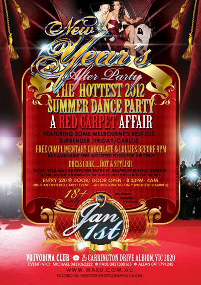 New Year Eve Flyer design Australia Back side