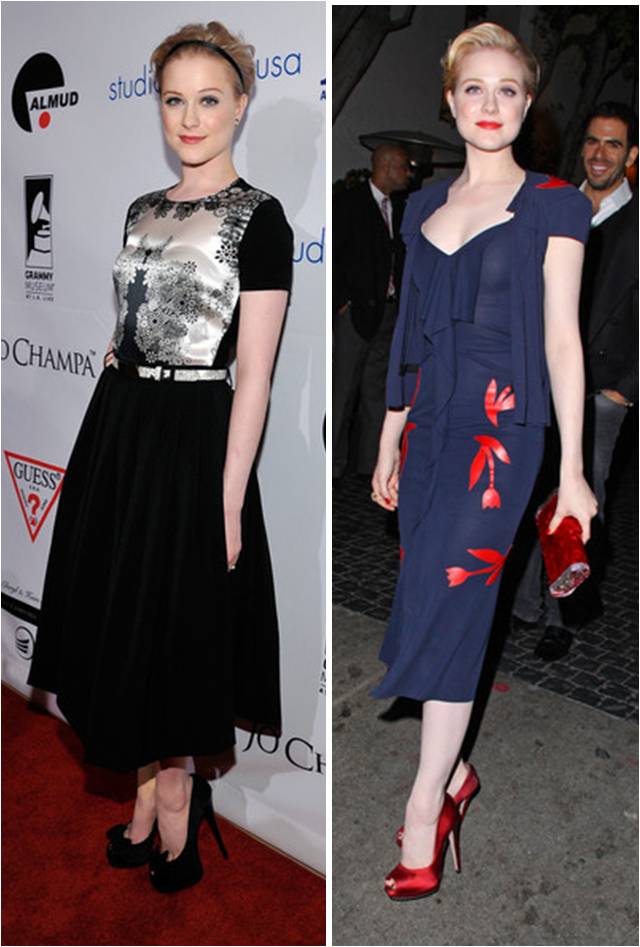 Evan Rachel Wood in Roland Mouret and Preen