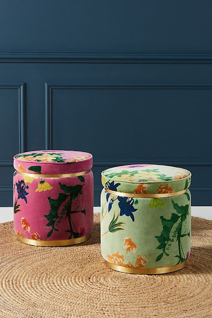 Anthropologie velvet floret stool