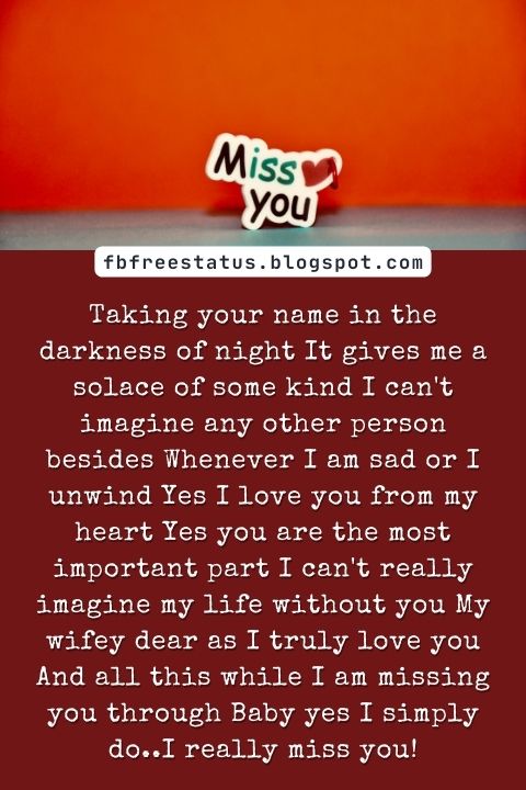 Missing You Poems For Wife