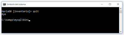 Salir de la consola de Mysql