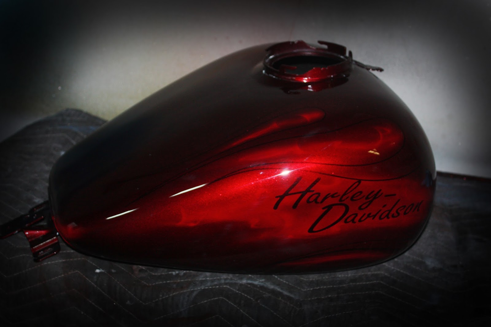 Online Motorcycle Paint Shop: Candy Brandywine with eagles and classic  flame pinstripe