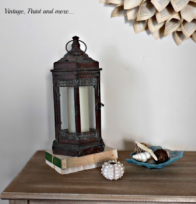 Vintage, Paint and more... rustic lantern and seashells make a summer beach entryway