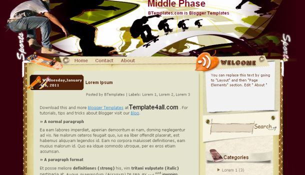 Phase Brown Sports Grunge Blogger Template