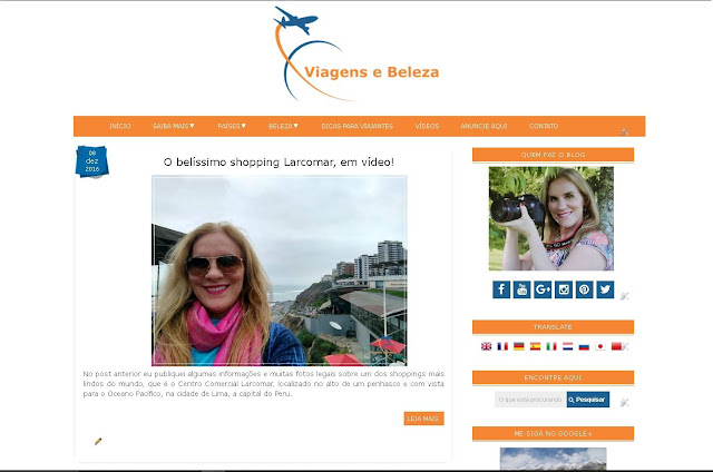 Novo templante do blog Viagens e Beleza