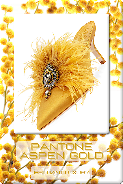 ♦Pantone Fashion Color Aspen Gold Shoes #pantone #fashioncolor #yellow #shoes #brilliantluxury