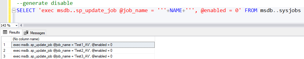 Enable or disable all jobs sql server