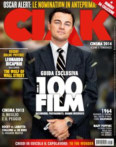 Ciak - Gennaio 2014 | ISSN 1122-8040 | TRUE PDF | Mensile | Cinema
Ciak è una rivista mensile italiana dedicata al mondo del cinema, nata nel 1985. Fa capo al gruppo editoriale Arnoldo Mondadori Editore.
Il mensile propone interviste, recensioni, anteprime e notizie sulle uscite cinematografiche e le novità dell'home-video.
Ciak offre allegati, come libri che raccontano i grandi film e i loro dietro le quinte.