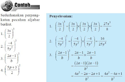 Contoh
 Perpangkatan Pecahan Aljabar