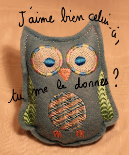 machine embroidery, owl