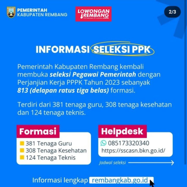 Informasi Seleksi, Formasi, dan Helpdesk Pegawai Pemerintah dengan Perjanjian Kerja PPPK Kabupaten Rembang