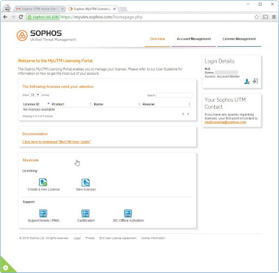 Vista principal gestor de licencias de SOPHOS