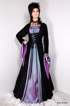 Black and purple wedding dresses with crape