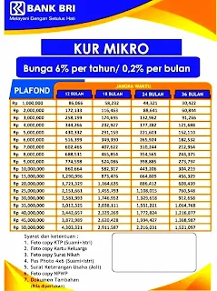 Tabel KUR Bank BRI