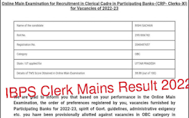 IBPS Clerk Mains Result 2022:IBPS ने क्लर्क मेंस परीक्षा का रिजल्ट किया जारी, अक्टूबर 2023 में होगी मेन एग्जाम