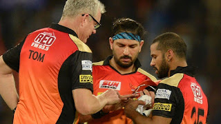 Sunrisers Hyderabad team's mentor vvs laxman hopes for left handed alrounder player yuvraj singh speedy recovery says he will be back soon.