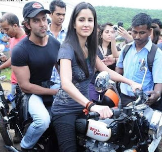 Katrina Kaif with Hrithik Roshan Rides Royal Enfield Bike