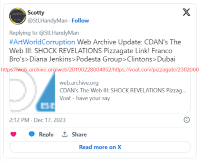 CDAN's The Web III: SHOCK REVELATIONS Pizzagate Link! Franco Bro's>Diana Jenkins>Podesta Group>Clintons>Dubai https://web.archive.org/web/20190228004852/https://voat.co/v/pizzagate/2302000