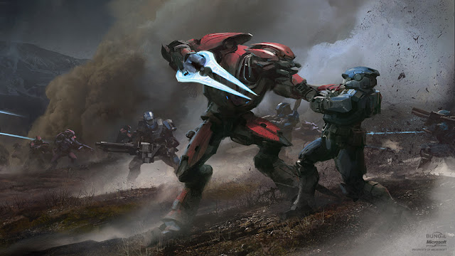 halo elite killing soldier concept art polished