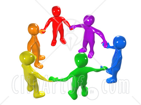 two people holding hands cartoon. Holding Hands Unity Circle;