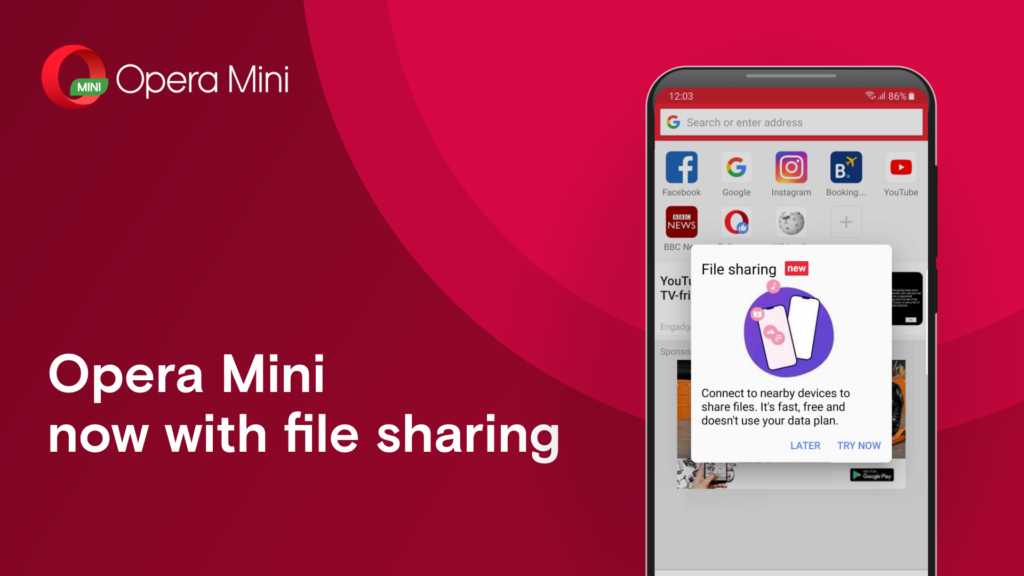 Opera Mini ottiene la condivisione di file offline su Android
